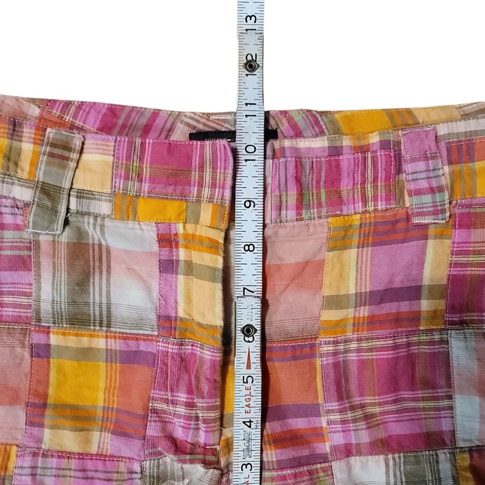 Tommy Hilfiger Pink Madras Plaid Shorts Pockets Skirt Size 12 Yellow Preppy - Picture 4 of 7